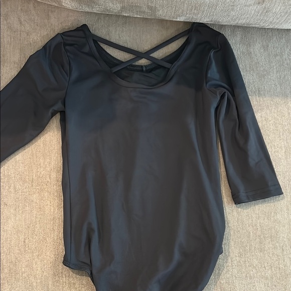 Danskin Now Black Bodysuit with Criss-Cross Back - Picture 5 of 6